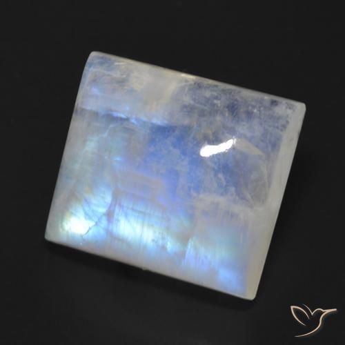 Pietra di luna arcobaleno Bianco bluastro naturale da 13.64 ct, Taglio a baguette, Trasparente