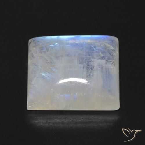 Pietra di luna arcobaleno Bianco bluastro naturale da 13.64 ct, Taglio a baguette, Trasparente