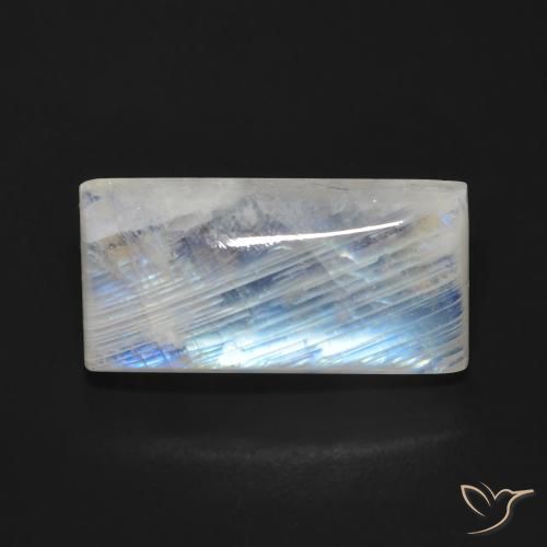 9.27ct Naturale Bianco bluastro Pietra di luna arcobaleno, Taglio a baguette, Trasparente