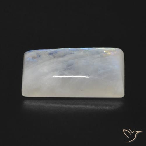 Pietra di luna arcobaleno Bianco bluastro naturale da 9.27 ct, Taglio a baguette, Trasparente