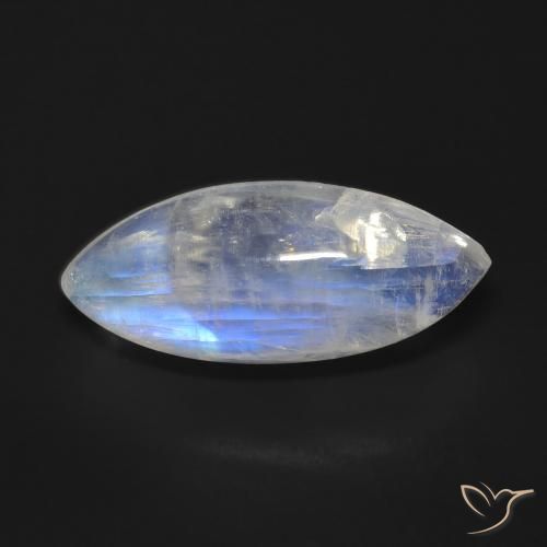 9.27ct Naturale Bianco bluastro Pietra di luna arcobaleno, Taglio marquise, Trasparente