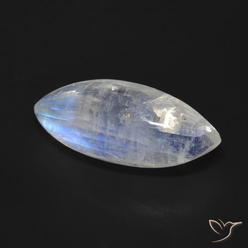 Pietra di luna arcobaleno Bianco bluastro naturale da 9.27 ct, Taglio marquise, Trasparente