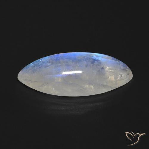 Pietra di luna arcobaleno Bianco bluastro naturale da 9.27 ct, Taglio marquise, Trasparente