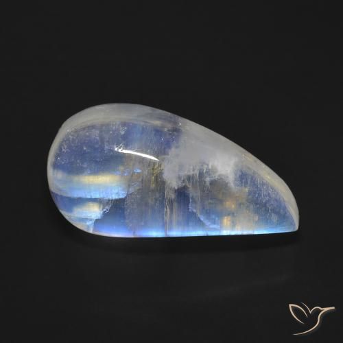 Pietra di luna arcobaleno Bianco bluastro naturale da 10.59 ct, Taglio a fantasia, Trasparente