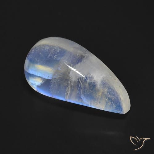 Pietra di luna arcobaleno Bianco bluastro naturale da 10.59 ct, Taglio a fantasia, Trasparente
