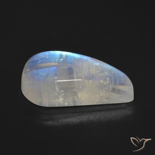 Pietra di luna arcobaleno Bianco bluastro naturale da 10.59 ct, Taglio a fantasia, Trasparente