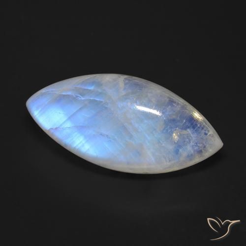 Pietra di luna arcobaleno Bianco bluastro naturale da 24.44 ct, Taglio marquise, Trasparente