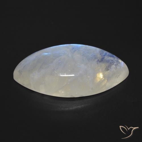 Pietra di luna arcobaleno Bianco bluastro naturale da 24.44 ct, Taglio marquise, Trasparente