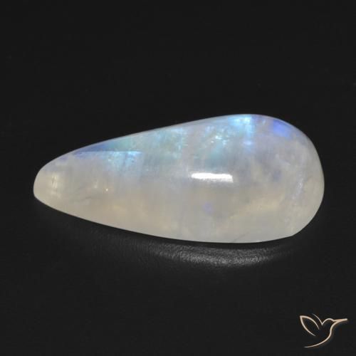 Pietra di luna arcobaleno Bianco bluastro naturale da 8.48 ct, Forma a pera, Trasparente