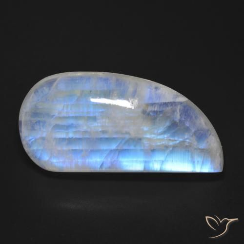 30.49ct Naturale Bianco bluastro Pietra di luna arcobaleno, Taglio a fantasia, Trasparente
