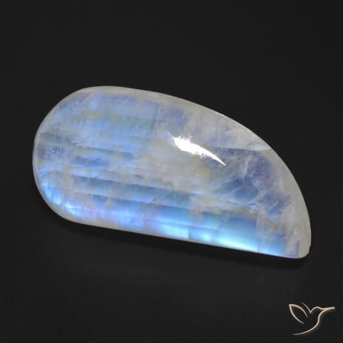 Pietra di luna arcobaleno Bianco bluastro naturale da 30.49 ct, Taglio a fantasia, Trasparente