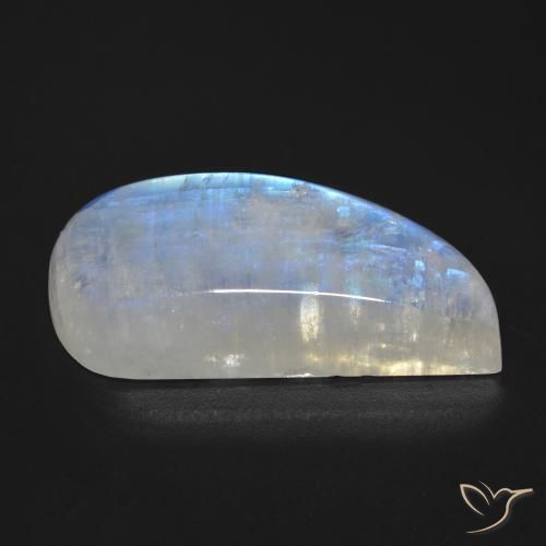 Pietra di luna arcobaleno Bianco bluastro naturale da 30.49 ct, Taglio a fantasia, Trasparente