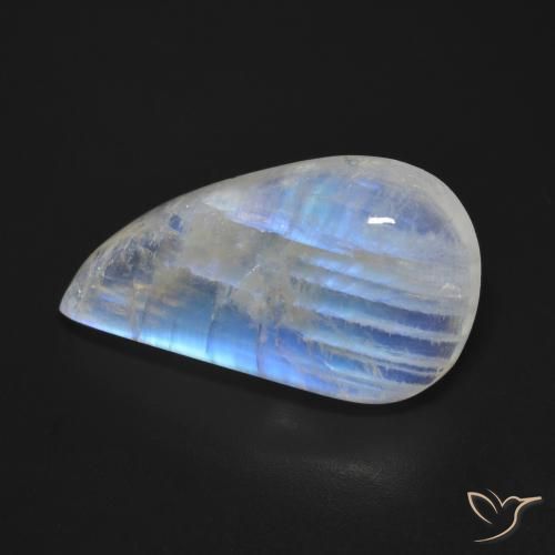 Pietra di luna arcobaleno Bianco bluastro naturale da 22.52 ct, Taglio a fantasia, Trasparente