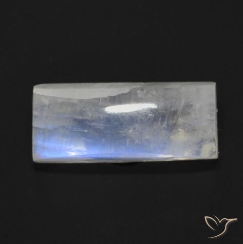 7.87ct Naturale Bianco bluastro Pietra di luna arcobaleno, Taglio a baguette, Trasparente