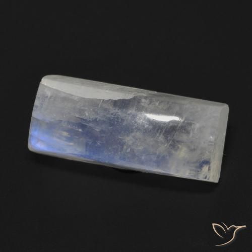 Pietra di luna arcobaleno Bianco bluastro naturale da 7.87 ct, Taglio a baguette, Trasparente