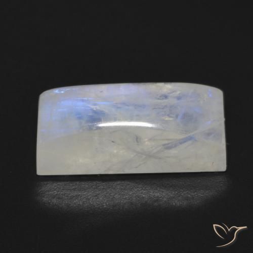 Pietra di luna arcobaleno Bianco bluastro naturale da 7.87 ct, Taglio a baguette, Trasparente