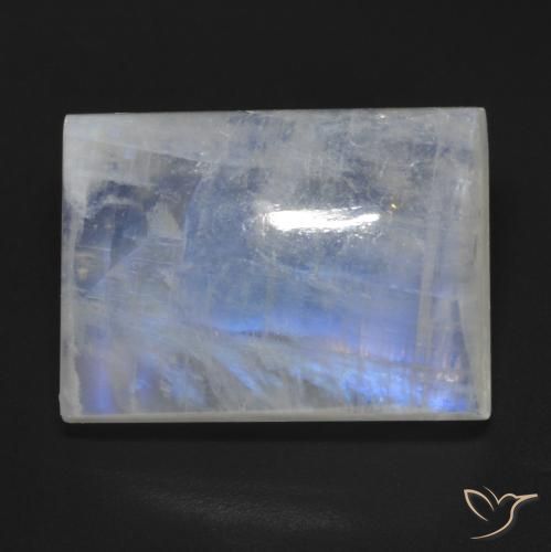 13.18ct Naturale Bianco bluastro Pietra di luna arcobaleno, Taglio a baguette, Trasparente