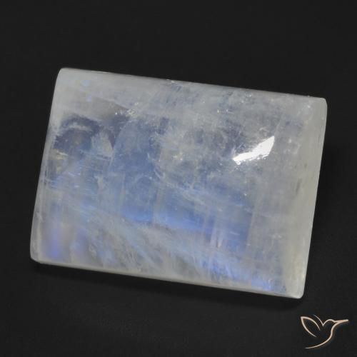 Pietra di luna arcobaleno Bianco bluastro naturale da 13.18 ct, Taglio a baguette, Trasparente