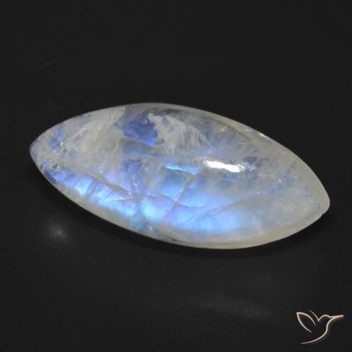 Pietra di luna arcobaleno Bianco bluastro naturale da 11.83 ct, Taglio marquise, Trasparente