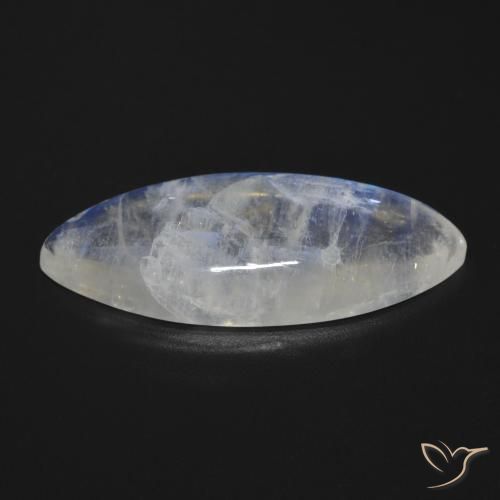 Pietra di luna arcobaleno Bianco bluastro naturale da 17.01 ct, Taglio marquise, Trasparente