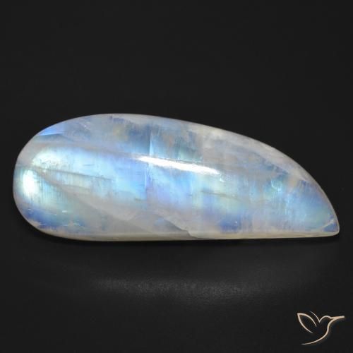 25.87ct Naturale Bianco bluastro Pietra di luna arcobaleno, Taglio a fantasia, Trasparente