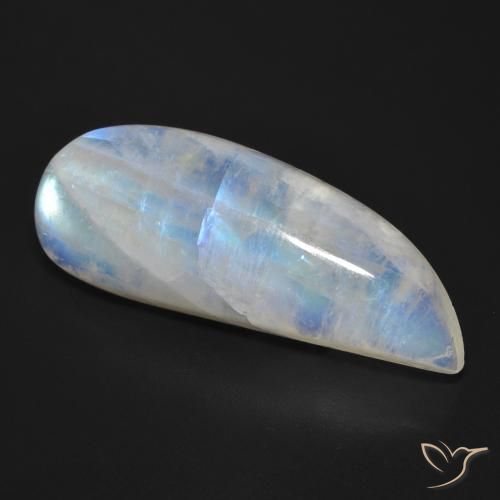 Pietra di luna arcobaleno Bianco bluastro naturale da 25.87 ct, Taglio a fantasia, Trasparente