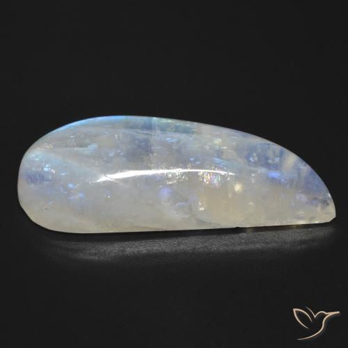 Pietra di luna arcobaleno Bianco bluastro naturale da 25.87 ct, Taglio a fantasia, Trasparente