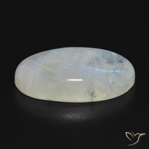 Pietra di luna arcobaleno Bianco bluastro naturale da 37.92 ct, Ovale, Traslucido