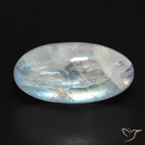 26.98ct Naturale Bianco bluastro Pietra di luna arcobaleno, Ovale, Traslucido