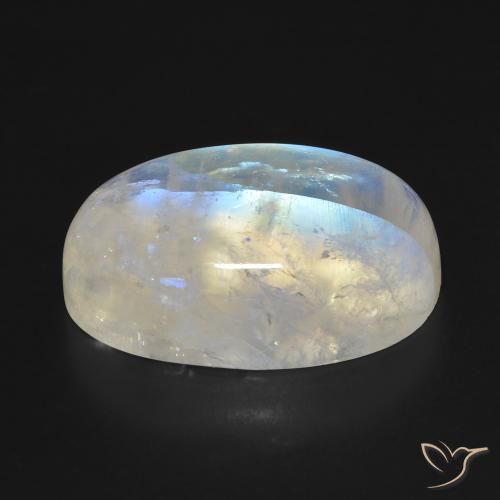 Pietra di luna arcobaleno Bianco bluastro naturale da 33.97 ct, Ovale, Traslucido
