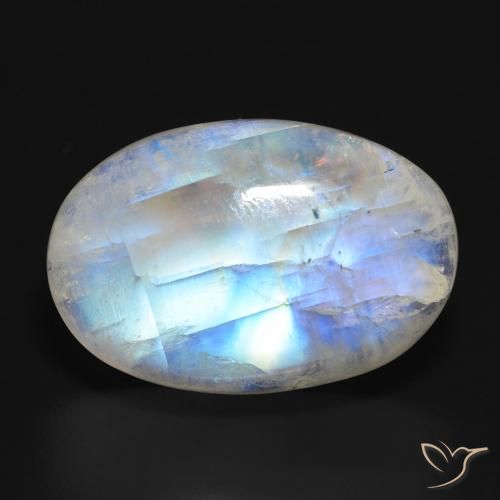 19.90ct Naturale Bianco bluastro Pietra di luna arcobaleno, Ovale, Traslucido