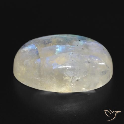Pietra di luna arcobaleno Bianco bluastro naturale da 19.90 ct, Ovale, Traslucido