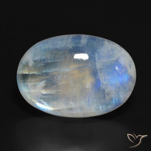 19.81ct Naturale Bianco bluastro Pietra di luna arcobaleno, Ovale, Traslucido
