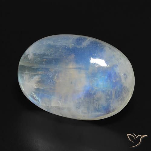 Pietra di luna arcobaleno Bianco bluastro naturale da 19.81 ct, Ovale, Traslucido