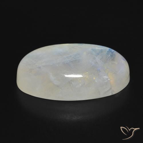 Pietra di luna arcobaleno Bianco bluastro naturale da 16.92 ct, Ovale, Traslucido