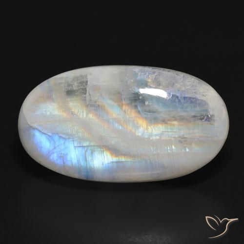 32.92ct Naturale Bianco bluastro Pietra di luna arcobaleno, Ovale, Traslucido