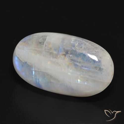 Pietra di luna arcobaleno Bianco bluastro naturale da 32.92 ct, Ovale, Traslucido