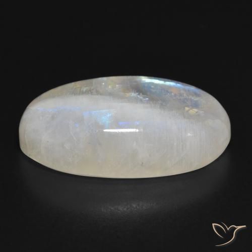 Pietra di luna arcobaleno Bianco bluastro naturale da 32.92 ct, Ovale, Traslucido