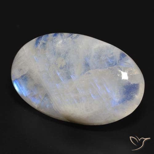 Pietra di luna arcobaleno Bianco bluastro naturale da 46.73 ct, Ovale, Traslucido