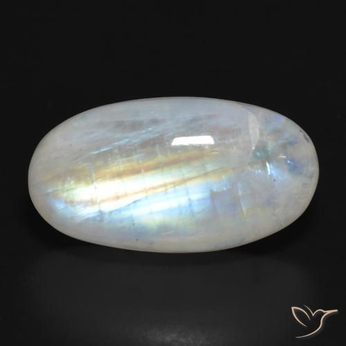 19.45ct Naturale Bianco bluastro Pietra di luna arcobaleno, Ovale, Traslucido