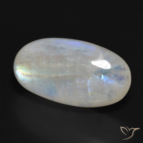 Pietra di luna arcobaleno Bianco bluastro naturale da 19.45 ct, Ovale, Traslucido