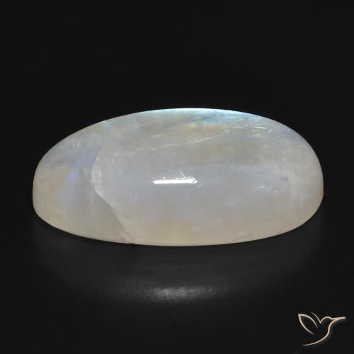 Pietra di luna arcobaleno Bianco bluastro naturale da 19.45 ct, Ovale, Traslucido