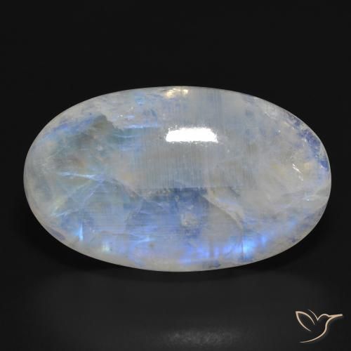 33.87ct Naturale Bianco bluastro Pietra di luna arcobaleno, Ovale, Traslucido