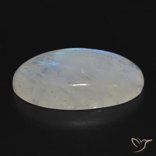 Pietra di luna arcobaleno Bianco bluastro naturale da 33.87 ct, Ovale, Traslucido