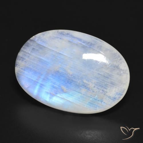 Pietra di luna arcobaleno naturale bianco da 16,62 ct, taglio ovale, traslucido