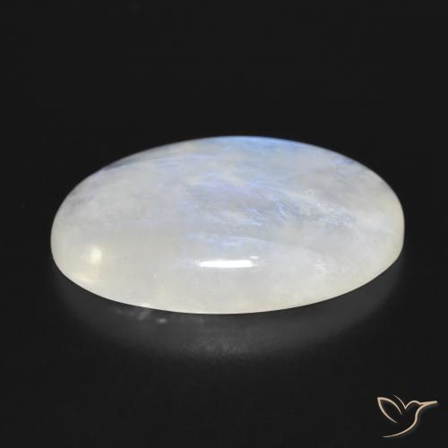 Pietra di luna arcobaleno naturale bianco da 16,62 ct, taglio ovale, traslucido