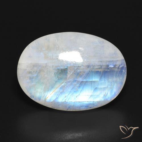 13.54ct Naturale Bianco bluastro Pietra di luna arcobaleno, Ovale, Traslucido