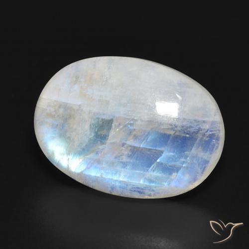 Pietra di luna arcobaleno Bianco bluastro naturale da 13.54 ct, Ovale, Traslucido