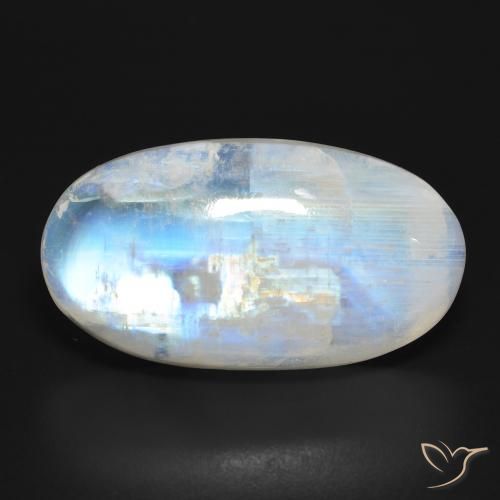 26.86ct Naturale Bianco bluastro Pietra di luna arcobaleno, Ovale, Traslucido