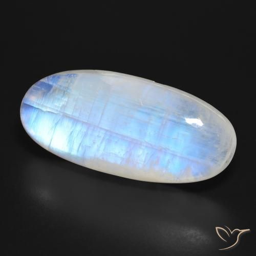 Pietra di luna arcobaleno Bianco bluastro naturale da 42.05 ct, Taglio ovale, Traslucido